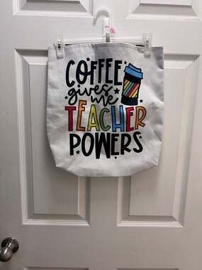Large Canvas Teacher Tote Bag & Workbag with funny design